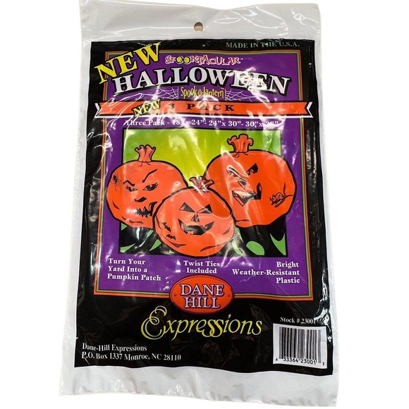 New Vintage Halloween 3 Pack Jack-O-Lanterns Leaf Bags Bright Weather Resistant‎ - Picture 1 of 3